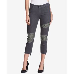 DKNY Sequined Ripped Skinny Jeans